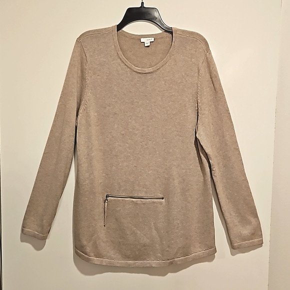 purejill Sweaters - purejill crewneck cashmere blend long sleeve sweater zipper front pocket Large